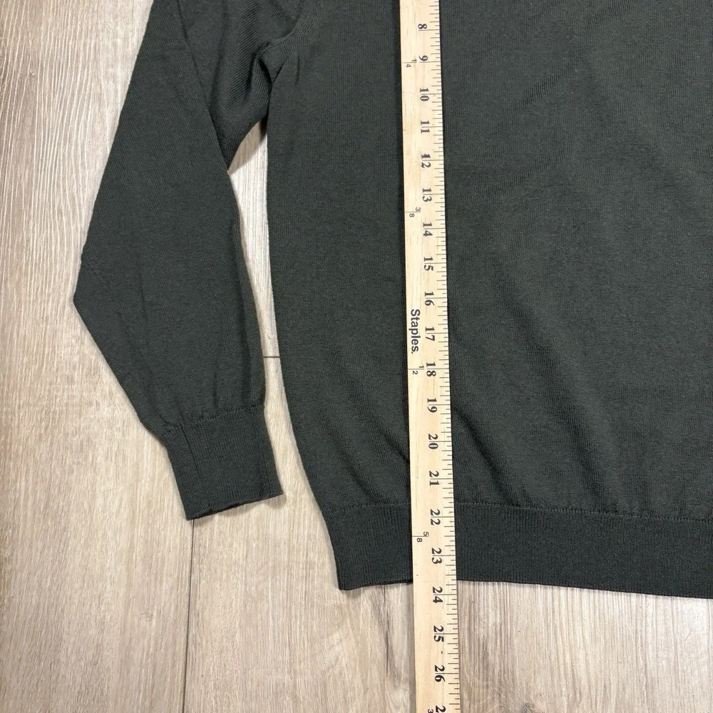 J Crew Washable Merino Wool  Crewneck Sweater Dark Green Mens Small Long Sleeve